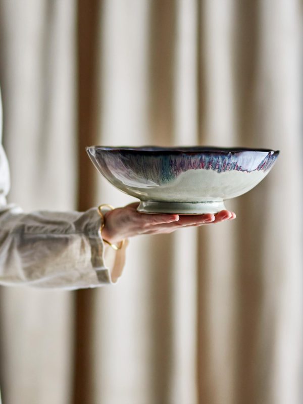 Imogen Bowl, Multi, Stoneware — Blue Rim