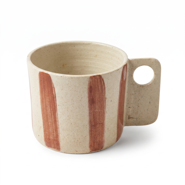 Flambouayia Tab-Handle Mug — Terracotta Stripe