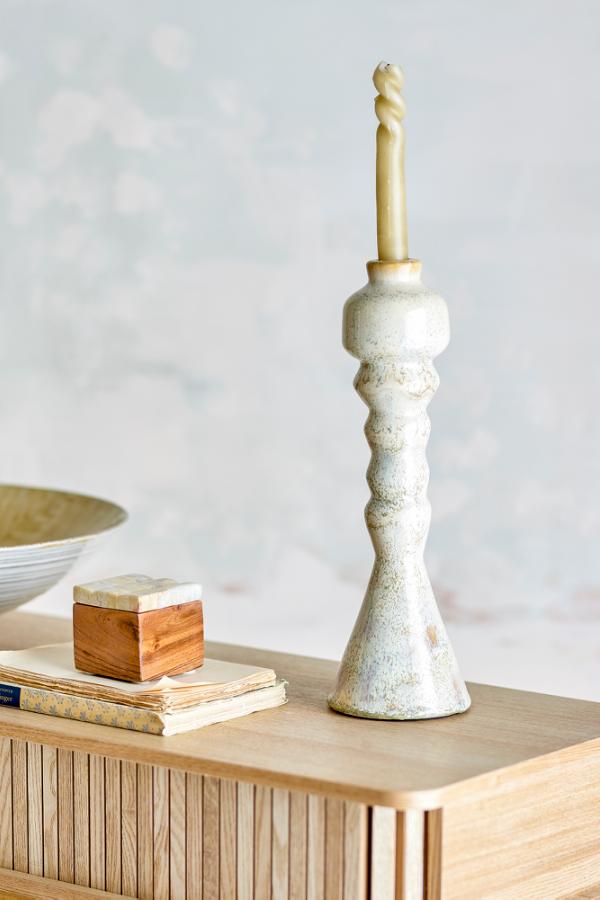 Bancroft Candle Holder, White, Terracotta