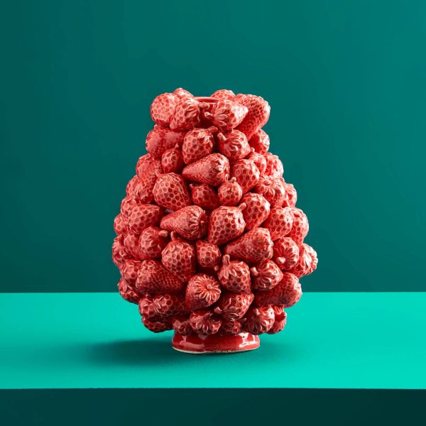 Strawberry Vase — Red Stoneware 25cm