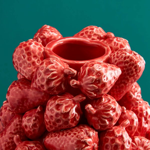 Strawberry Vase — Red Stoneware 25cm