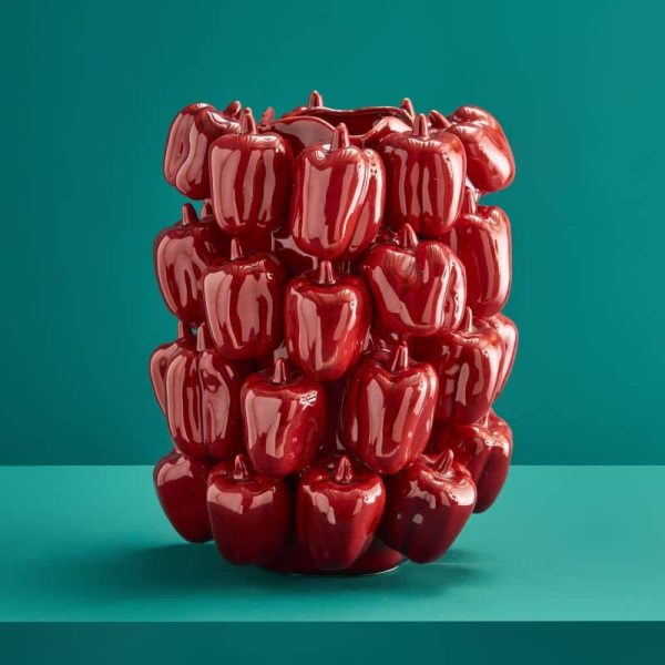 Paprika Vase — Red Stoneware 31cm