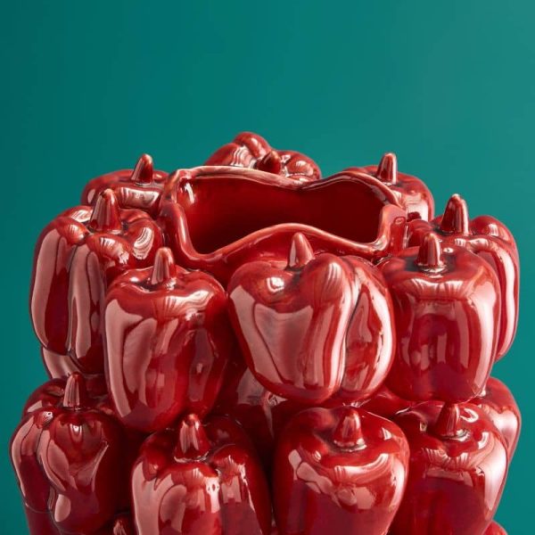Paprika Vase — Red Stoneware 31cm