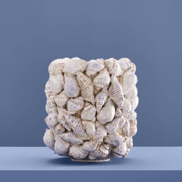 Shell Vase — Natural Stoneware 24.5cm
