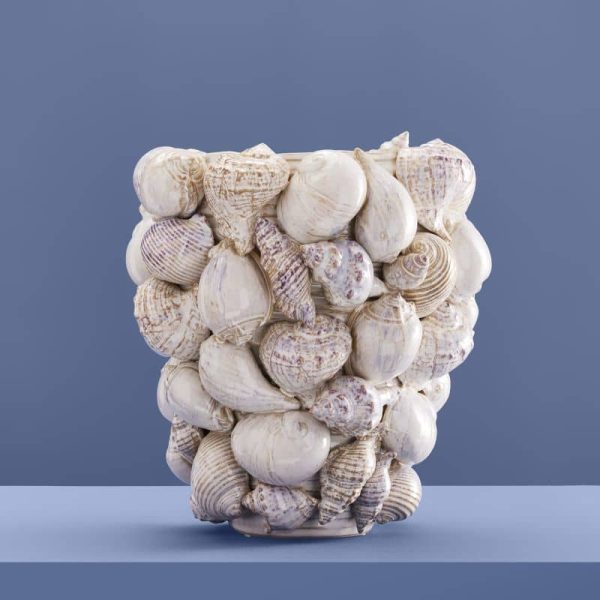 Shell Vase — Natural Stoneware 27.5cm