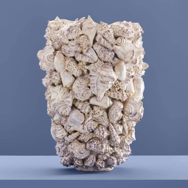 Shell Vase — Natural Stoneware 33.5cm