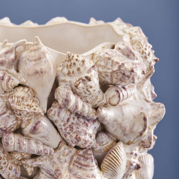 Shell Vase — Natural Stoneware 33.5cm