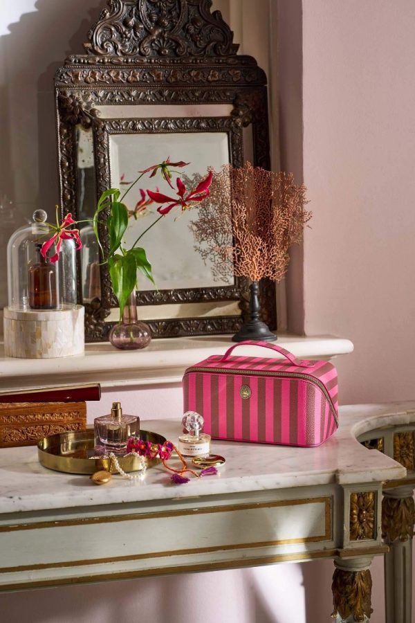 Cosmetic Bag Cyrille Medium Stripe Pink