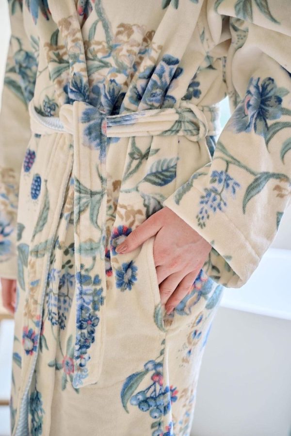 Bathrobe Secret Garden White/Blue L