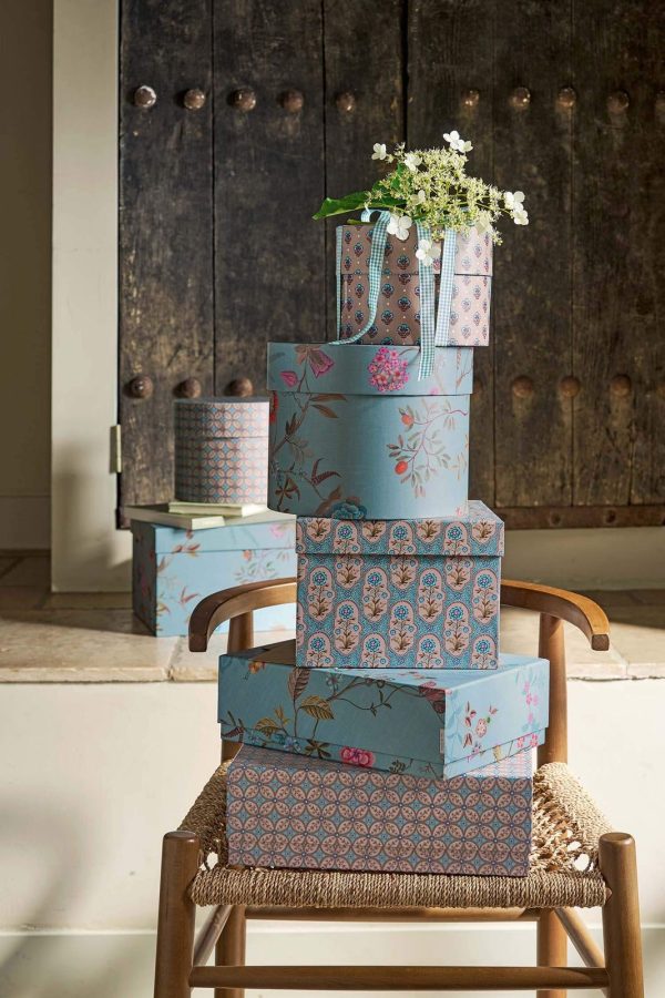 Set/3 Box Round Blooming Tales Blue-Khaki