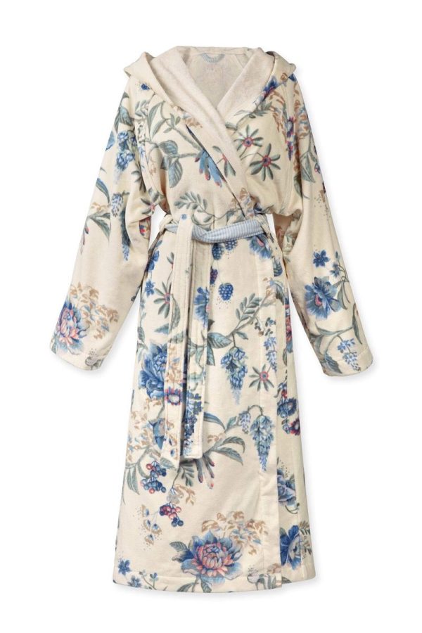 Bathrobe Secret Garden White/Blue L