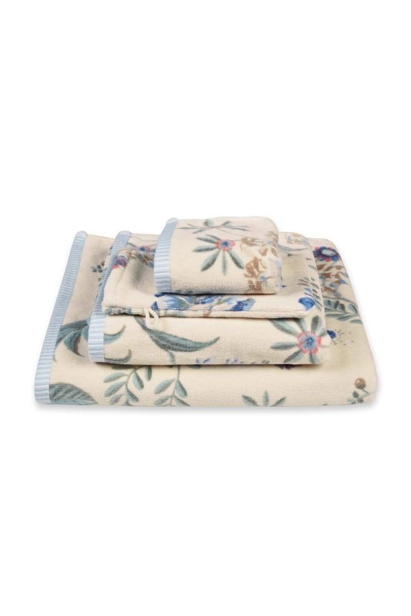Large Bath Towel Secret Garden White/Blue 70x140cm